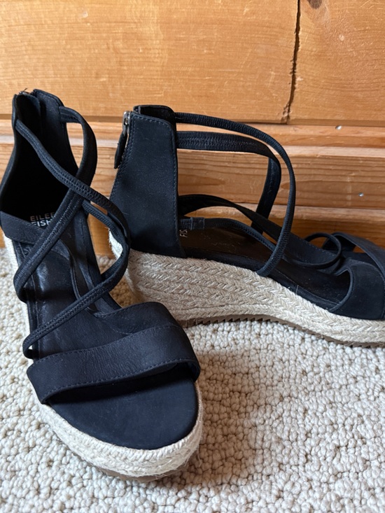 Eileen Fisher Shoes - Eileen Fisher Women’s Black Espadrille Wedge Sandals Size 7.5